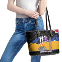 Armenian Genocide Remembrance Day Leather Tote Bag Tsitsernakaberd 110th Anniversary Never Forget