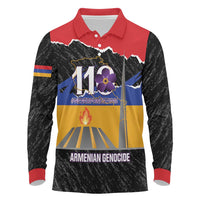 Armenian Genocide Remembrance Day Long Sleeve Polo Shirt Tsitsernakaberd 110th Anniversary Never Forget