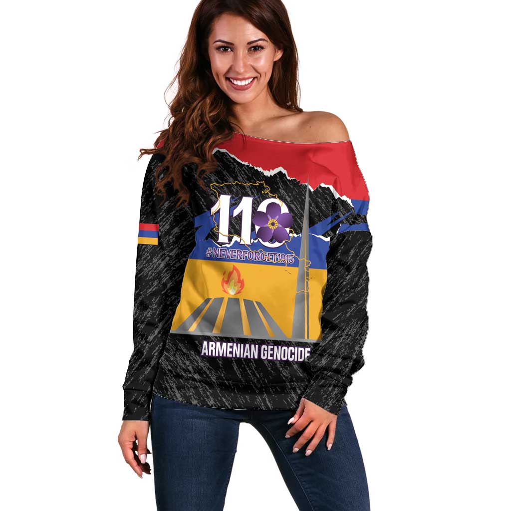 Armenian Genocide Remembrance Day Off Shoulder Sweater Tsitsernakaberd 110th Anniversary Never Forget