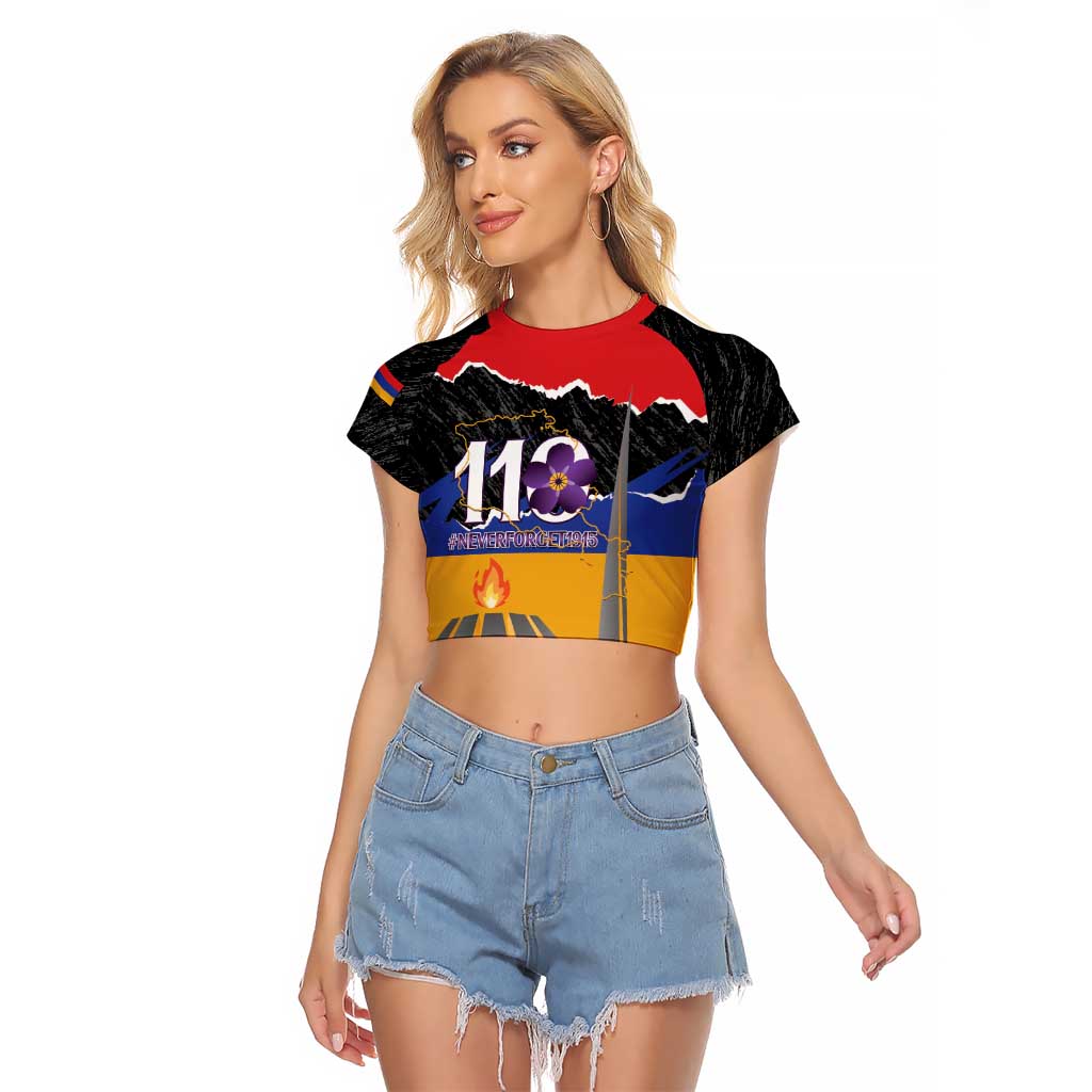Armenian Genocide Remembrance Day Raglan Cropped T Shirt Tsitsernakaberd 110th Anniversary Never Forget