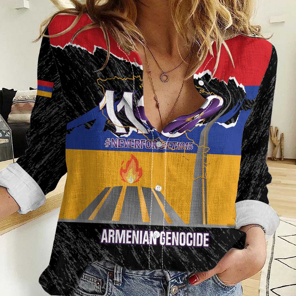 Armenian Genocide Remembrance Day Women Casual Shirt Tsitsernakaberd 110th Anniversary Never Forget