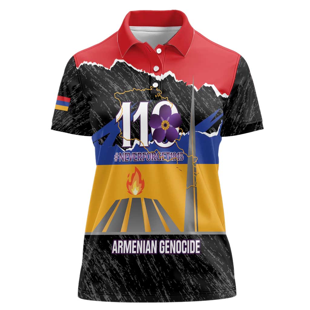 Armenian Genocide Remembrance Day Women Polo Shirt Tsitsernakaberd 110th Anniversary Never Forget