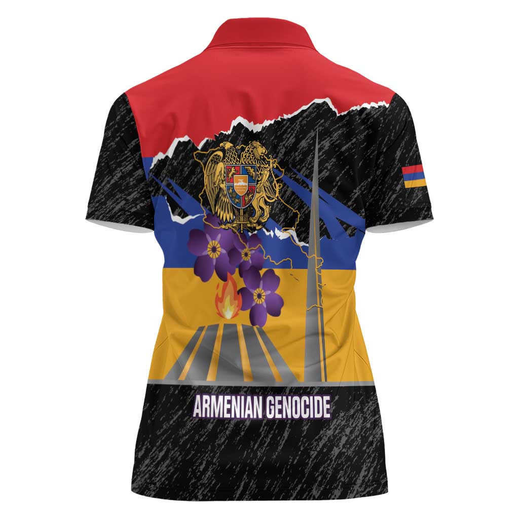 Armenian Genocide Remembrance Day Women Polo Shirt Tsitsernakaberd 110th Anniversary Never Forget
