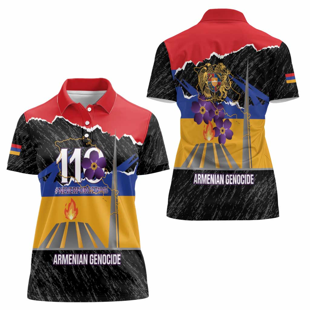 Armenian Genocide Remembrance Day Women Polo Shirt Tsitsernakaberd 110th Anniversary Never Forget