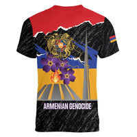 Armenian Genocide Remembrance Day Women V-Neck T-Shirt Tsitsernakaberd 110th Anniversary Never Forget