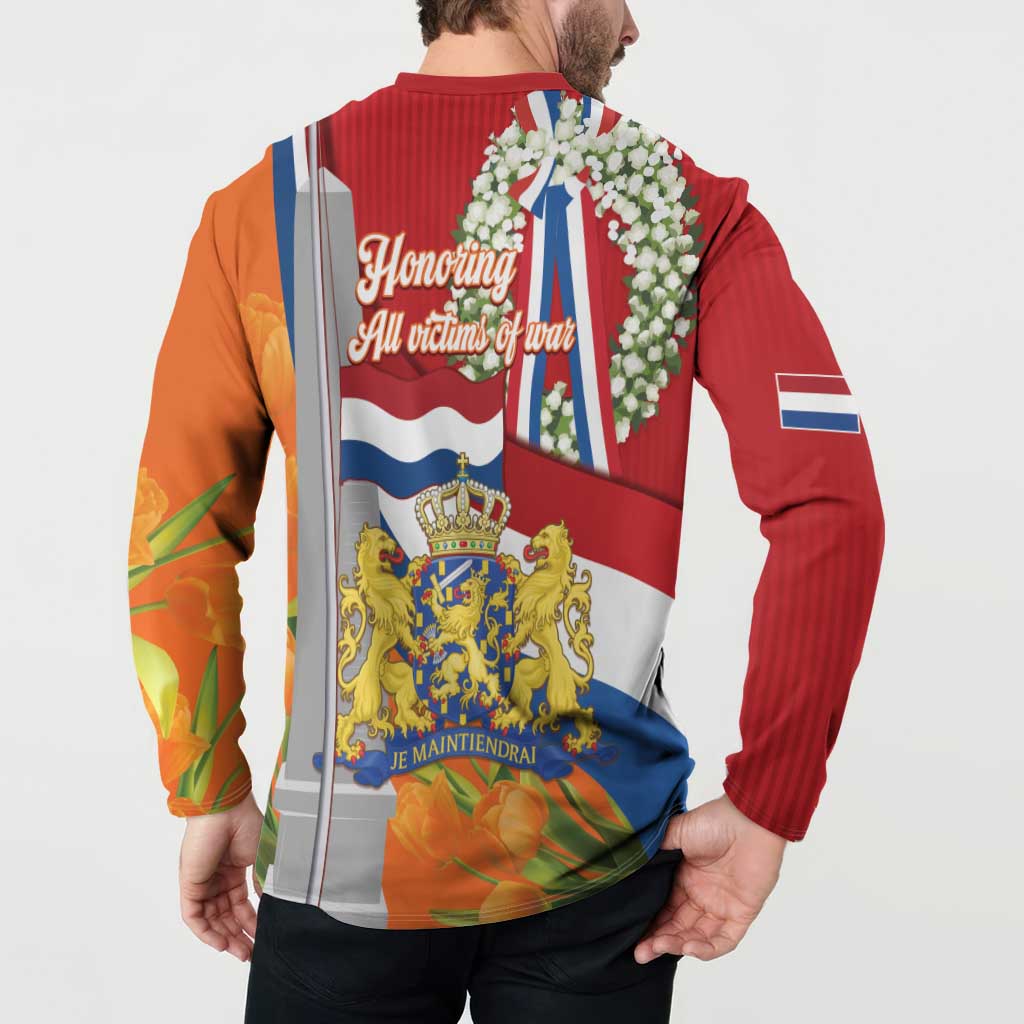 Netherlands Dodenherdenking Button Sweatshirt Martyrs' Day Honoring All Victims Of War