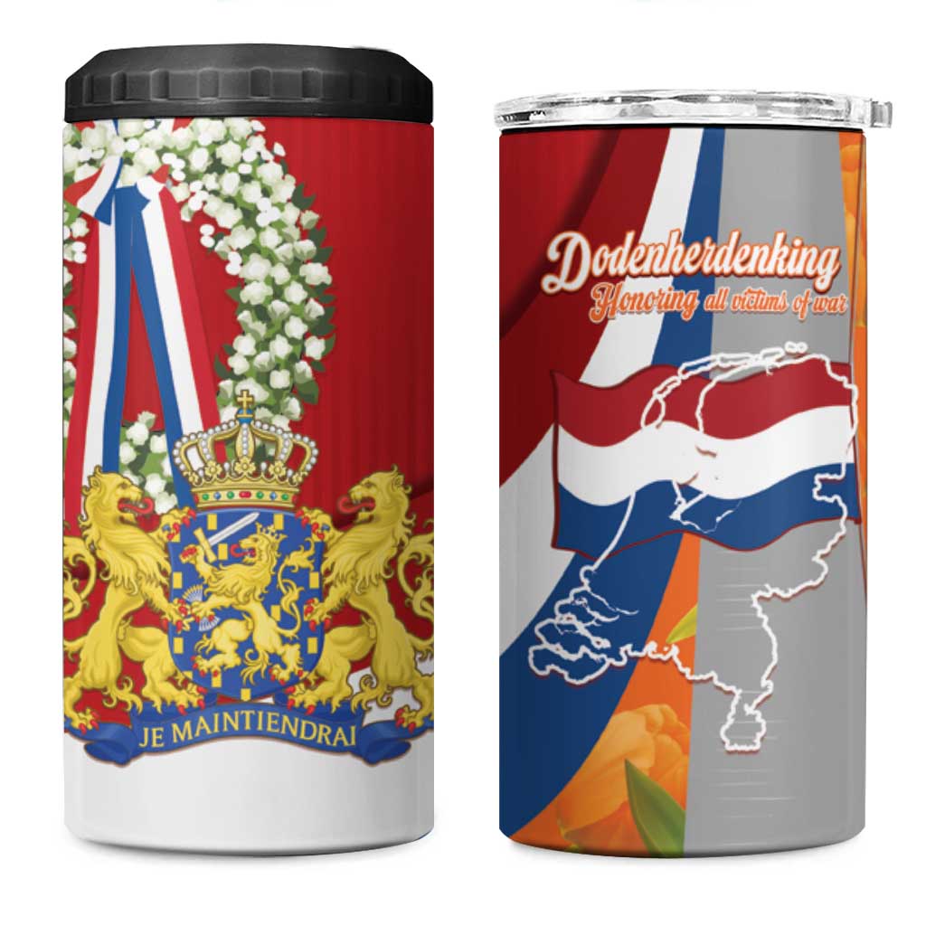 Netherlands Dodenherdenking 4 in 1 Can Cooler Tumbler Martyrs' Day Honoring All Victims Of War