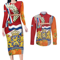 Netherlands Dodenherdenking Couples Matching Long Sleeve Bodycon Dress and Long Sleeve Button Shirt Martyrs' Day Honoring All Victims Of War