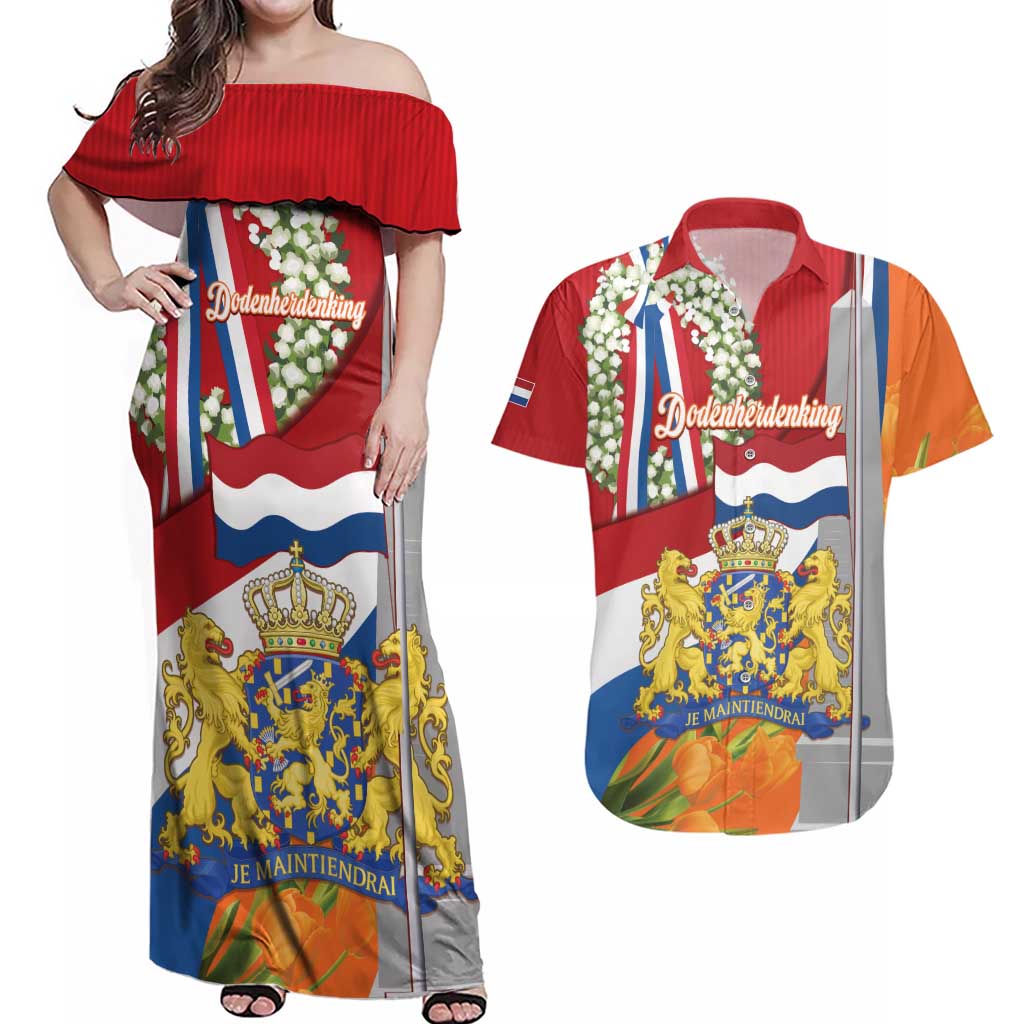 Netherlands Dodenherdenking Couples Matching Off Shoulder Maxi Dress and Hawaiian Shirt Martyrs' Day Honoring All Victims Of War