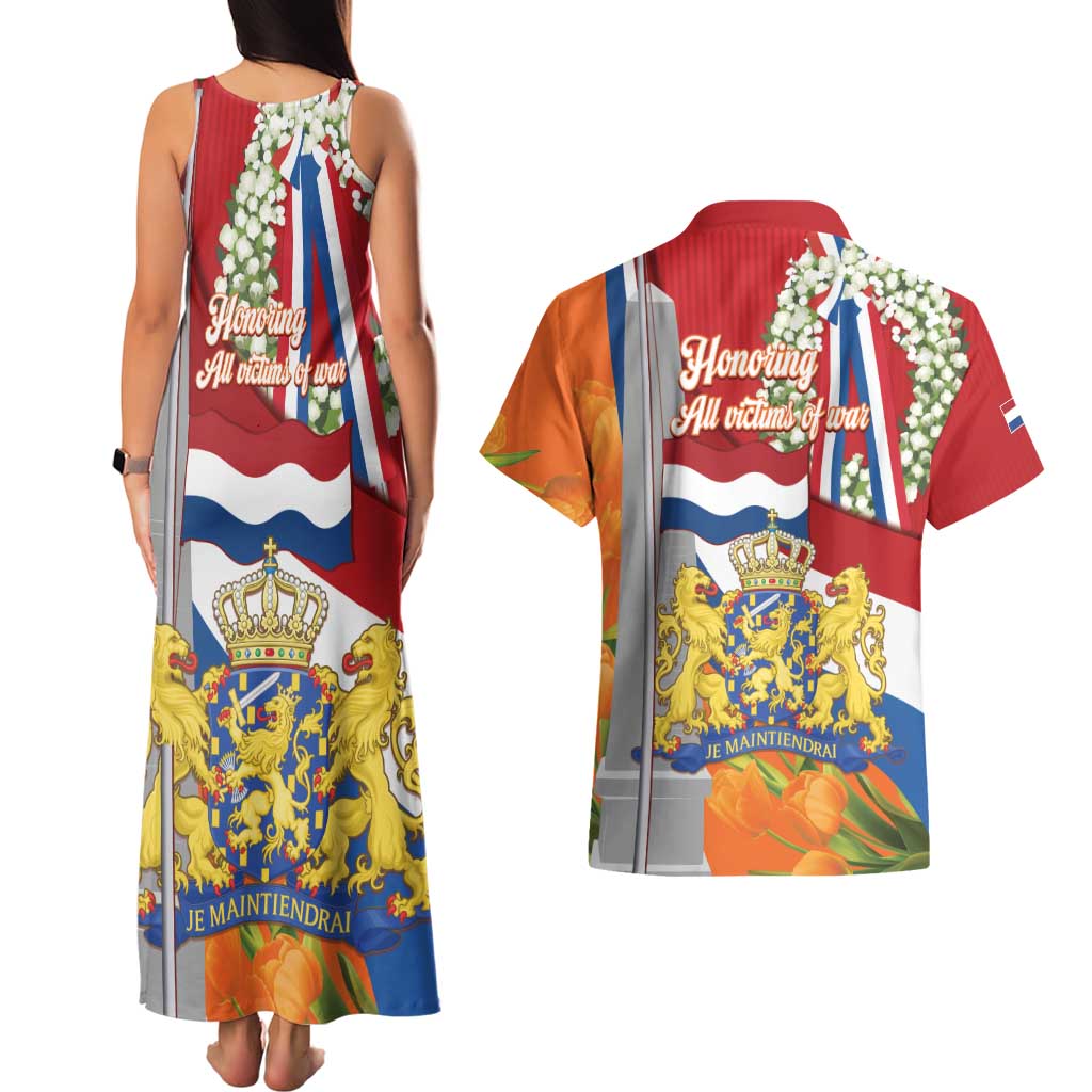Netherlands Dodenherdenking Couples Matching Tank Maxi Dress and Hawaiian Shirt Martyrs' Day Honoring All Victims Of War