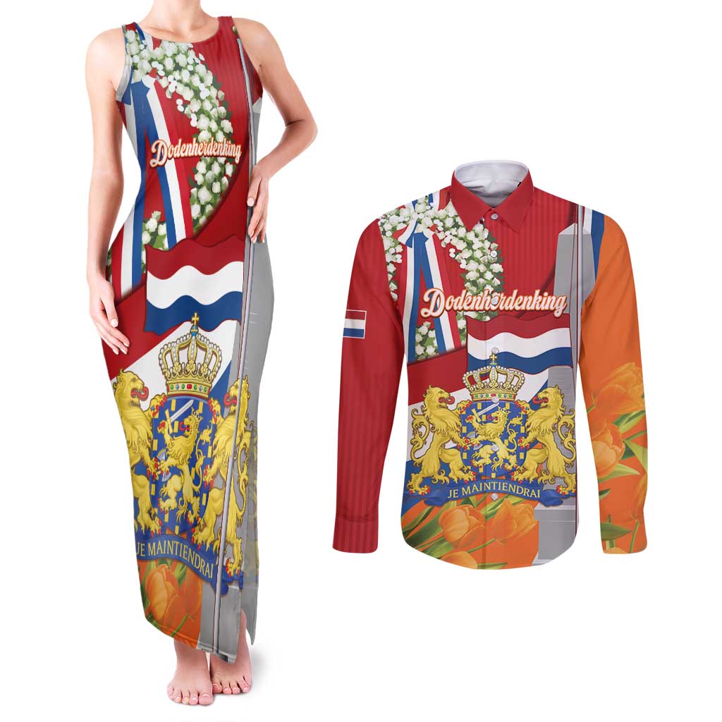 Netherlands Dodenherdenking Couples Matching Tank Maxi Dress and Long Sleeve Button Shirt Martyrs' Day Honoring All Victims Of War
