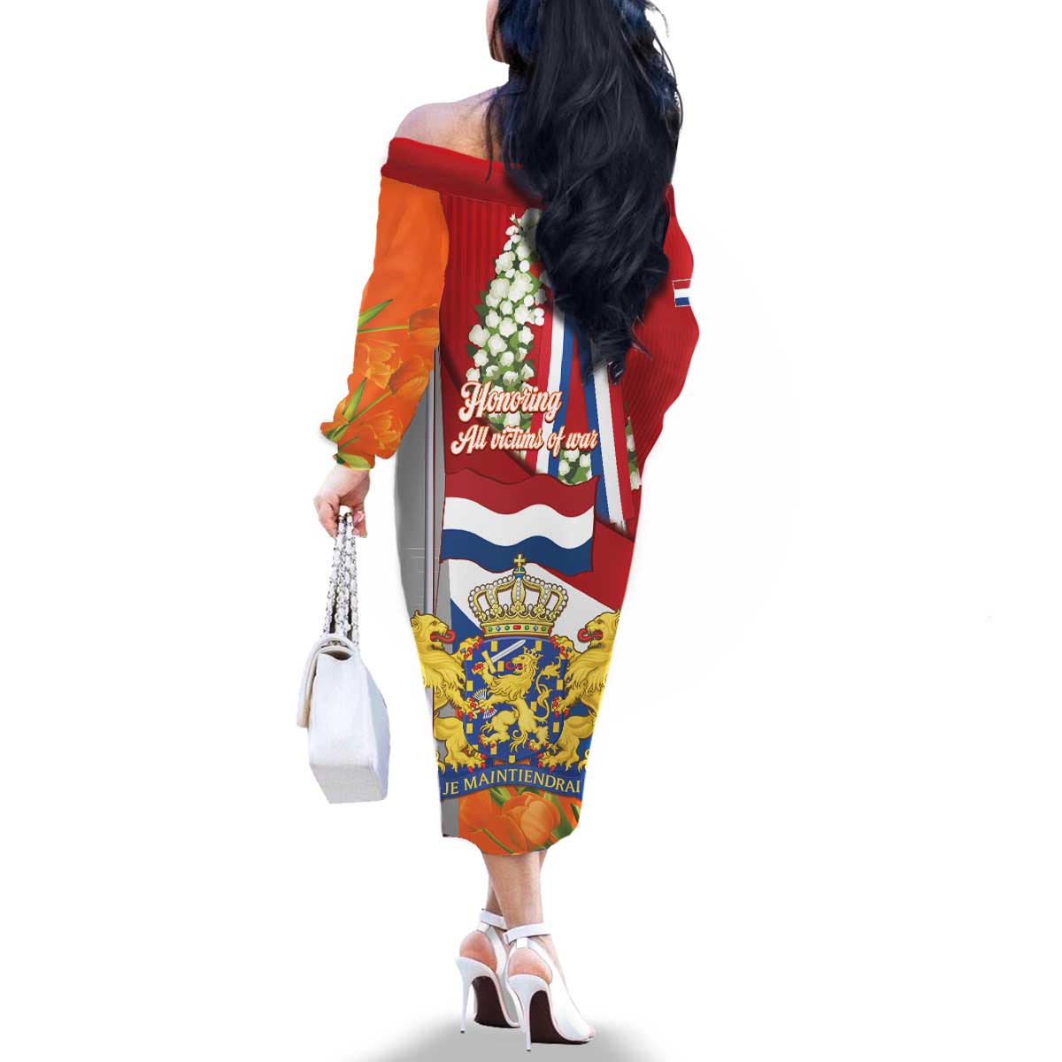 Netherlands Dodenherdenking Family Matching Off The Shoulder Long Sleeve Dress and Hawaiian Shirt Martyrs' Day Honoring All Victims Of War