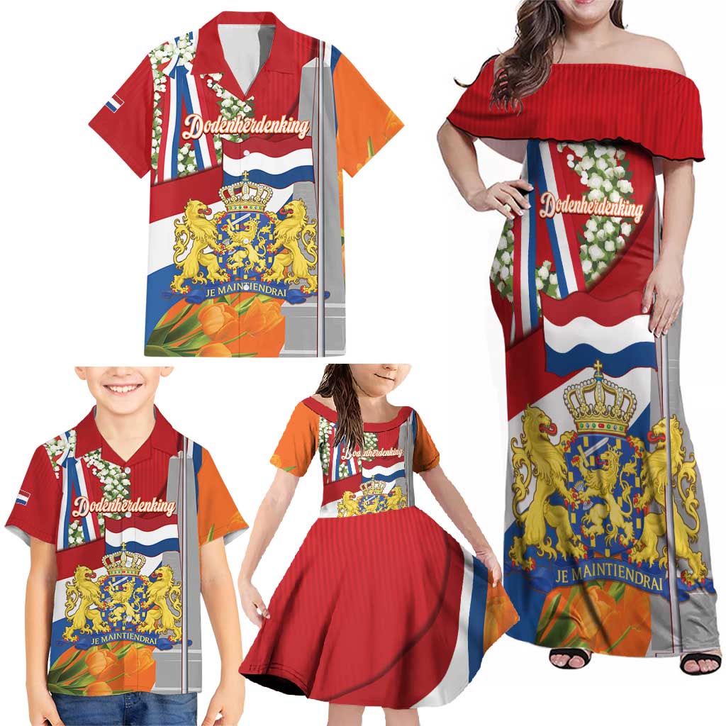 Netherlands Dodenherdenking Family Matching Off Shoulder Maxi Dress and Hawaiian Shirt Martyrs' Day Honoring All Victims Of War