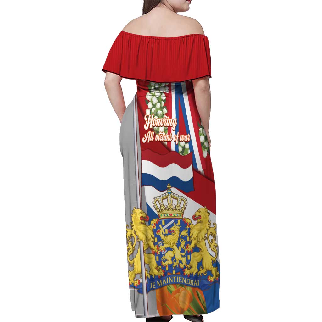 Netherlands Dodenherdenking Family Matching Off Shoulder Maxi Dress and Hawaiian Shirt Martyrs' Day Honoring All Victims Of War
