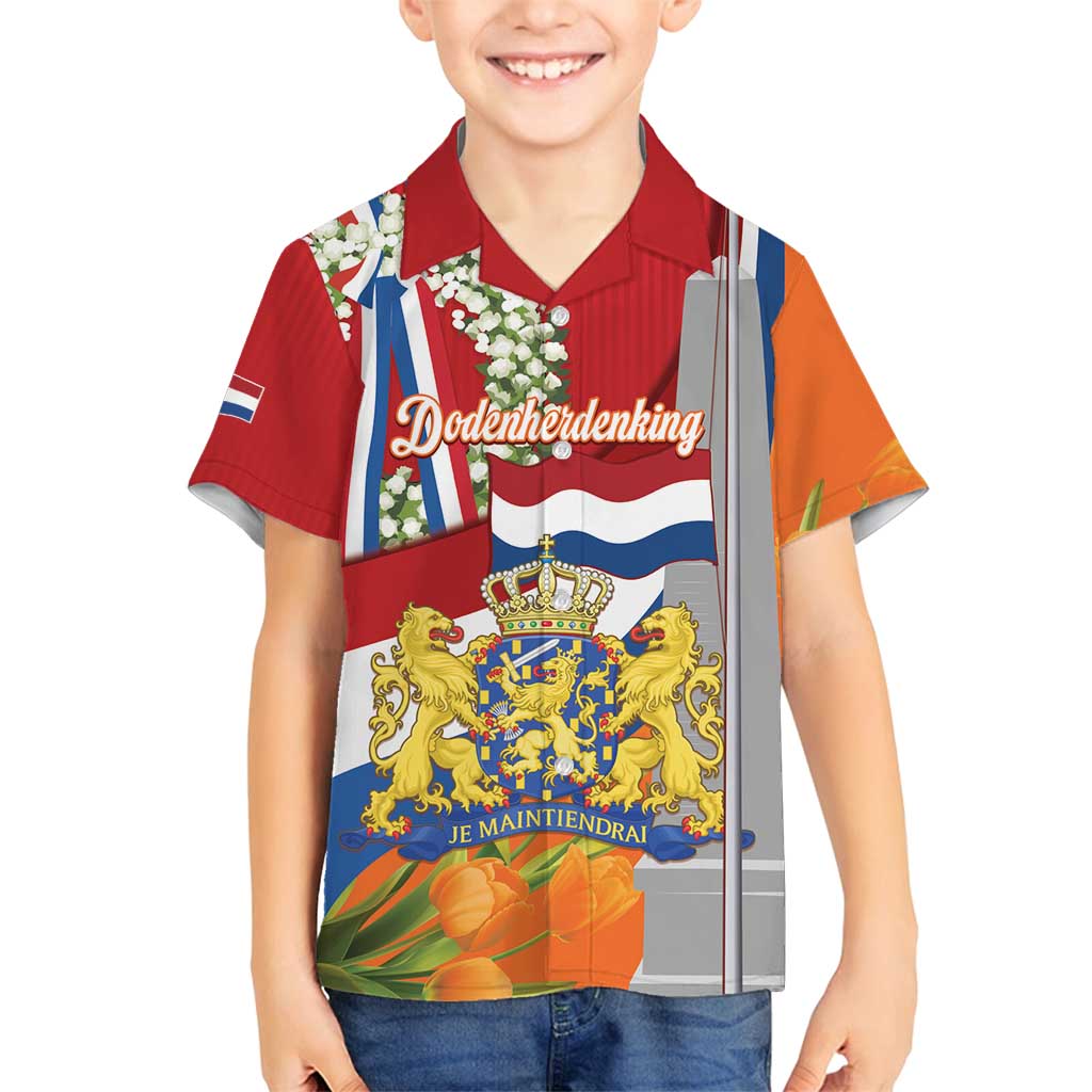 Netherlands Dodenherdenking Family Matching Off Shoulder Short Dress and Hawaiian Shirt Martyrs' Day Honoring All Victims Of War