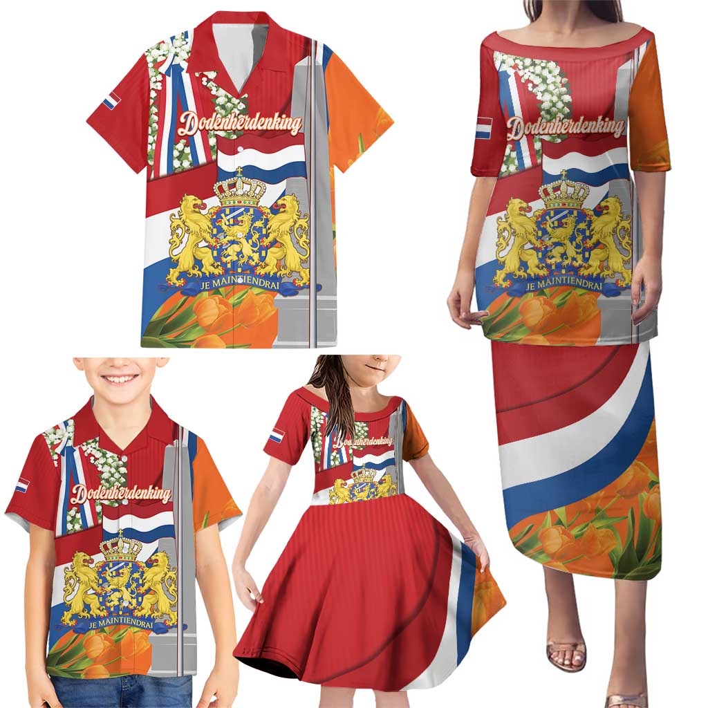 Netherlands Dodenherdenking Family Matching Puletasi and Hawaiian Shirt Martyrs' Day Honoring All Victims Of War