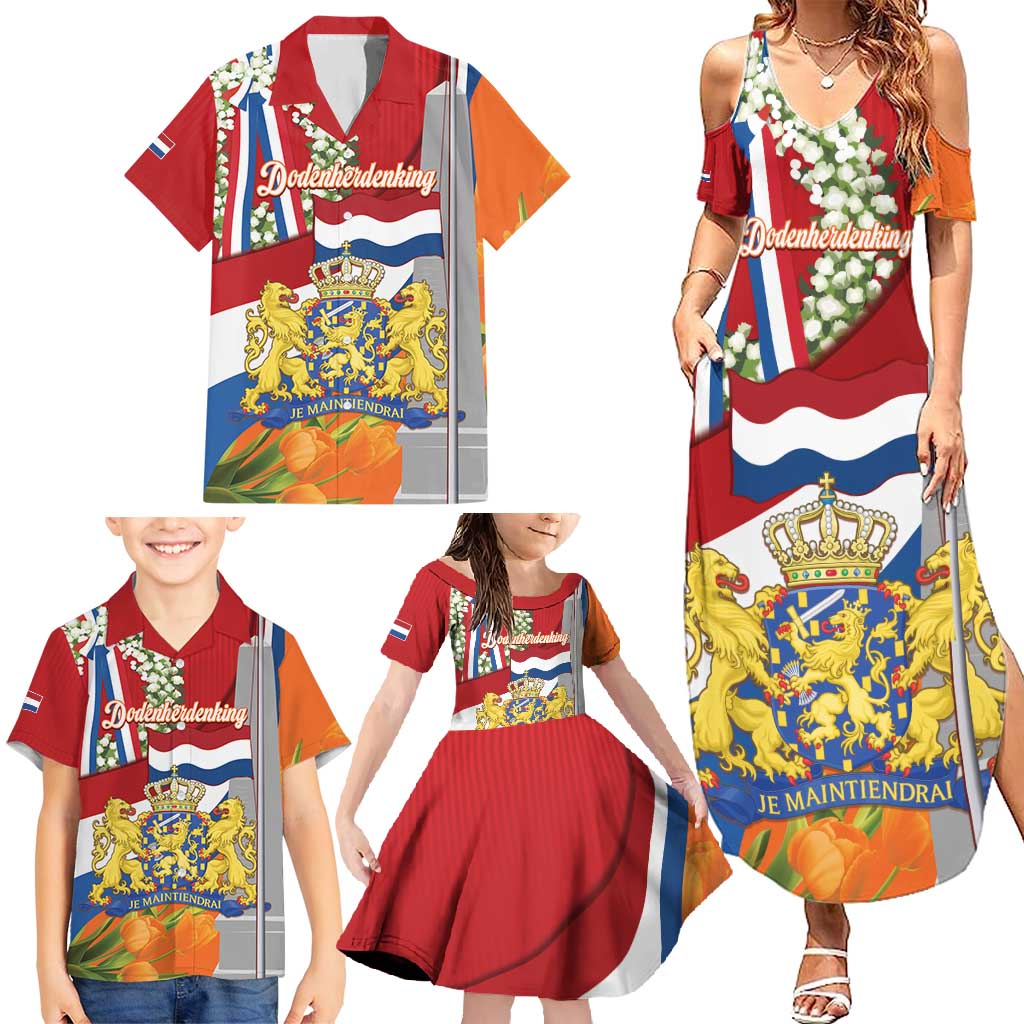 Netherlands Dodenherdenking Family Matching Summer Maxi Dress and Hawaiian Shirt Martyrs' Day Honoring All Victims Of War