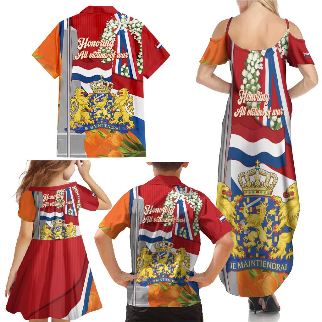 Netherlands Dodenherdenking Family Matching Summer Maxi Dress and Hawaiian Shirt Martyrs' Day Honoring All Victims Of War