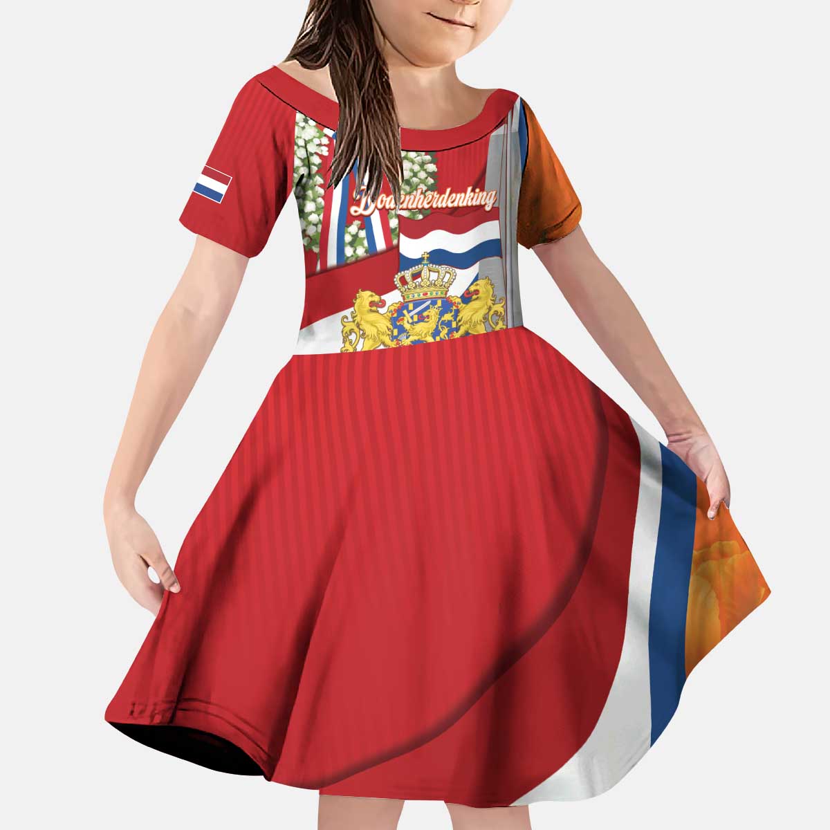 Netherlands Dodenherdenking Kid Short Sleeve Dress Martyrs' Day Honoring All Victims Of War