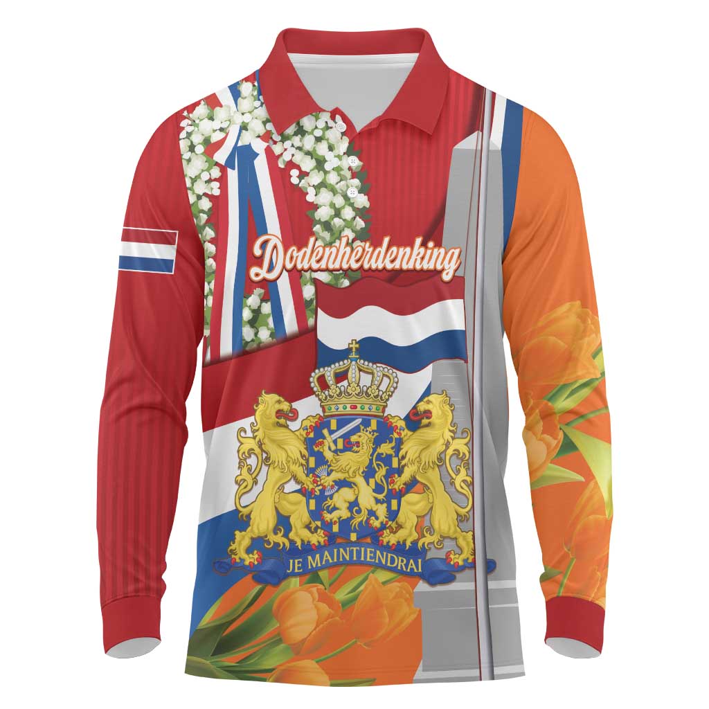 Netherlands Dodenherdenking Long Sleeve Polo Shirt Martyrs' Day Honoring All Victims Of War