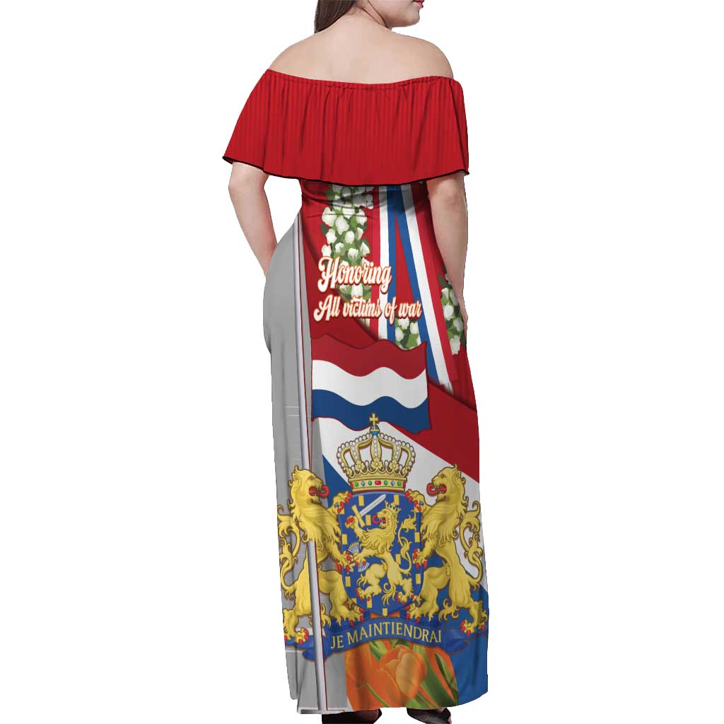 Netherlands Dodenherdenking Off Shoulder Maxi Dress Martyrs' Day Honoring All Victims Of War