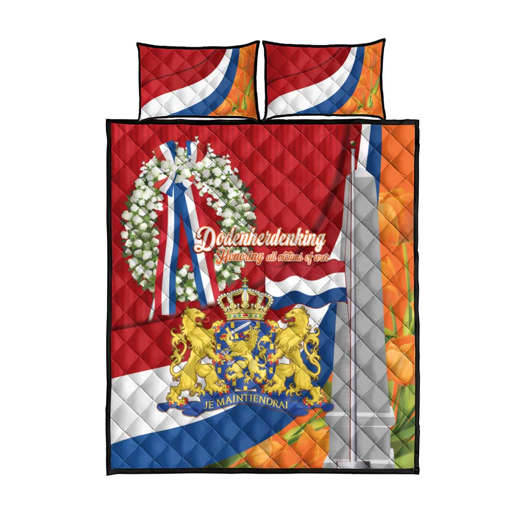 Netherlands Dodenherdenking Quilt Bed Set Martyrs' Day Honoring All Victims Of War