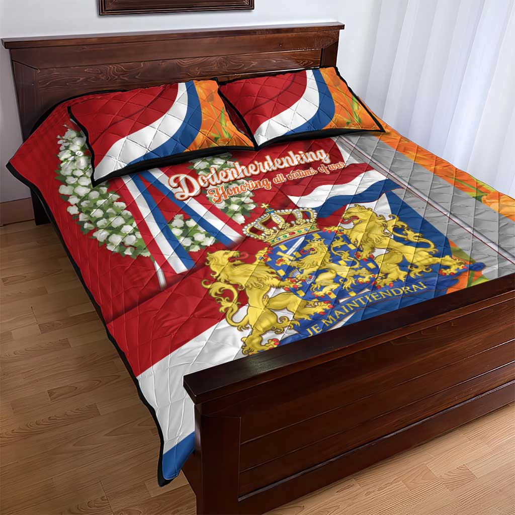 Netherlands Dodenherdenking Quilt Bed Set Martyrs' Day Honoring All Victims Of War