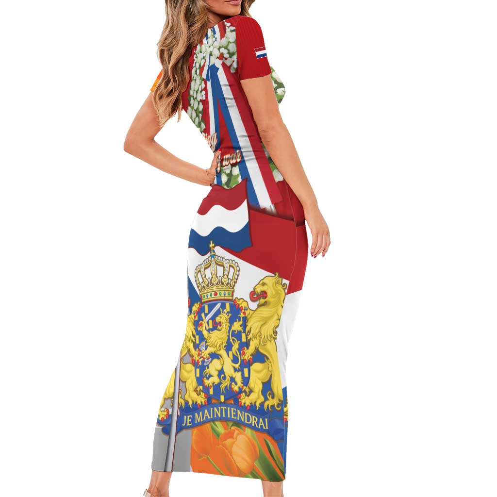 Netherlands Dodenherdenking Short Sleeve Bodycon Dress Martyrs' Day Honoring All Victims Of War