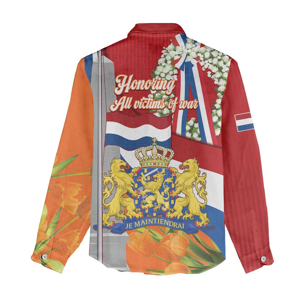 Netherlands Dodenherdenking Women Casual Shirt Martyrs' Day Honoring All Victims Of War