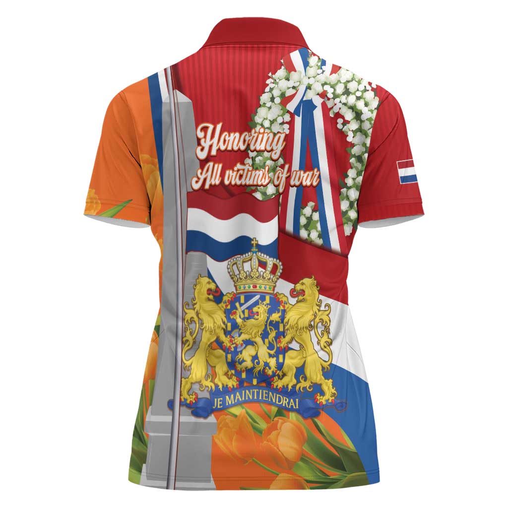 Netherlands Dodenherdenking Women Polo Shirt Martyrs' Day Honoring All Victims Of War