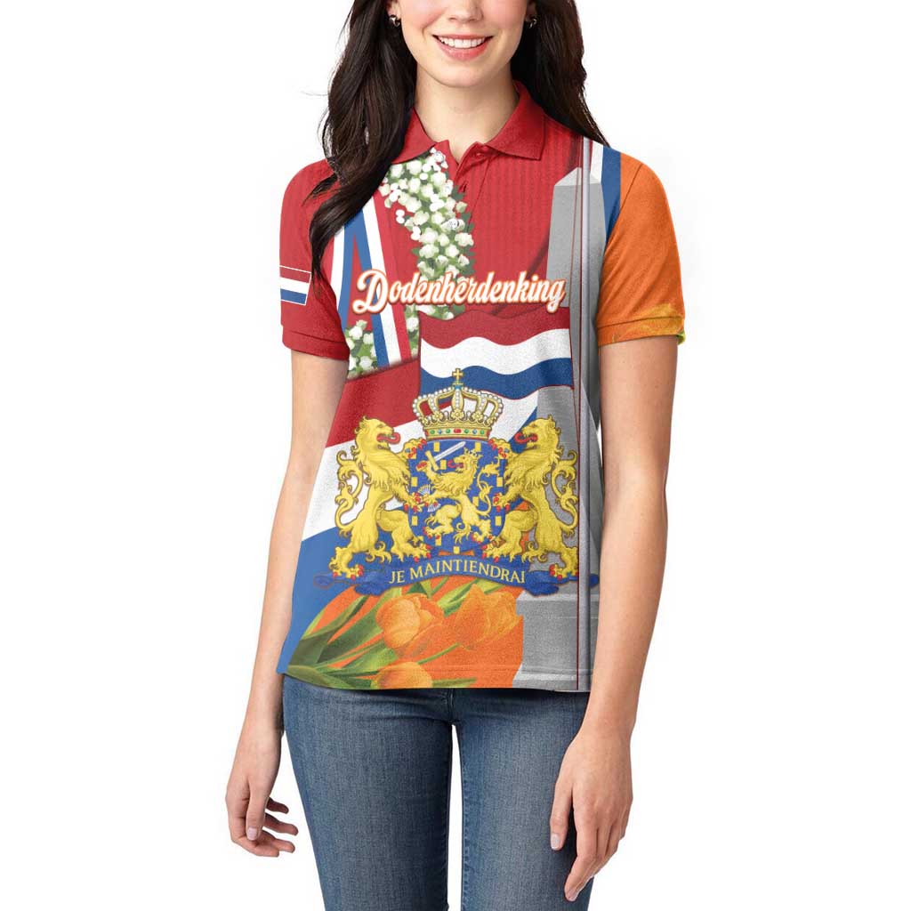 Netherlands Dodenherdenking Women Polo Shirt Martyrs' Day Honoring All Victims Of War