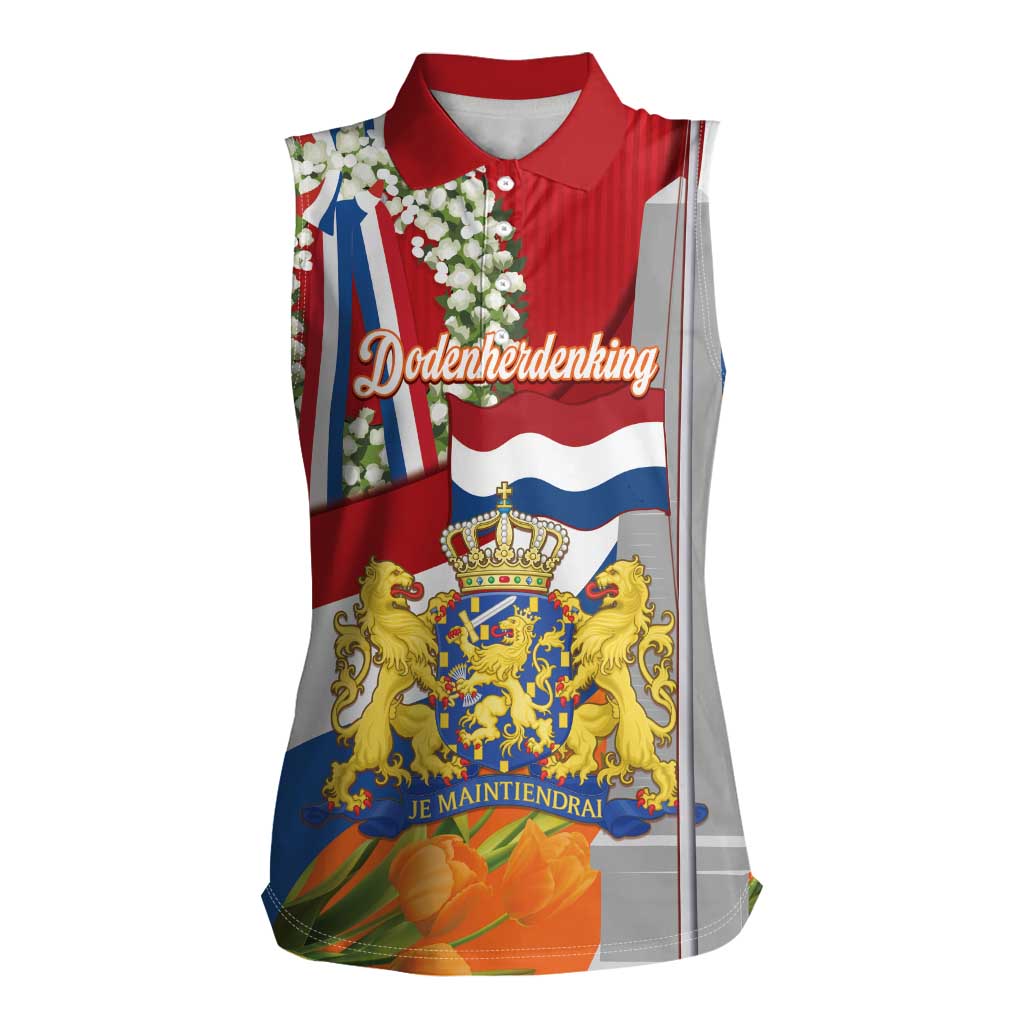 Netherlands Dodenherdenking Women Sleeveless Polo Shirt Martyrs' Day Honoring All Victims Of War