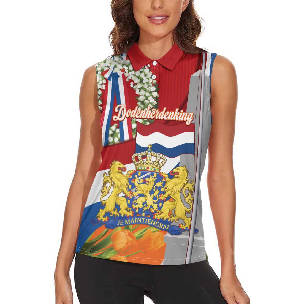 Netherlands Dodenherdenking Women Sleeveless Polo Shirt Martyrs' Day Honoring All Victims Of War