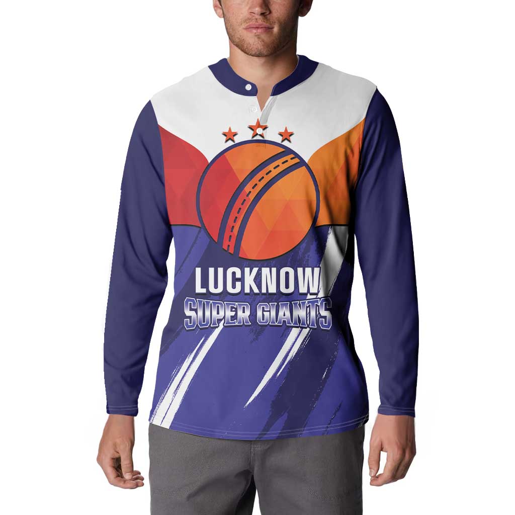Custom Lucknow India Cricket Button Sweatshirt Go Champions