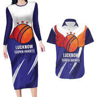 Custom Lucknow India Cricket Couples Matching Long Sleeve Bodycon Dress and Hawaiian Shirt Go Champions
