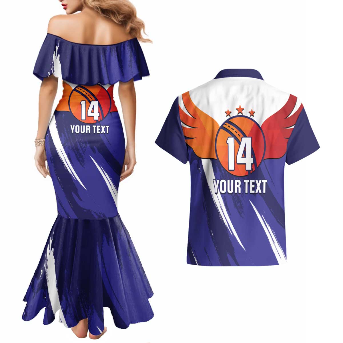 Custom Lucknow India Cricket Couples Matching Mermaid Dress and Hawaiian Shirt Go Champions