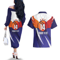 Custom Lucknow India Cricket Couples Matching Off The Shoulder Long Sleeve Dress and Hawaiian Shirt Go Champions
