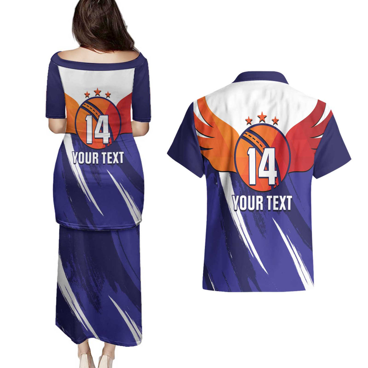 Custom Lucknow India Cricket Couples Matching Puletasi and Hawaiian Shirt Go Champions