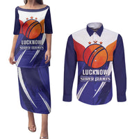 Custom Lucknow India Cricket Couples Matching Puletasi and Long Sleeve Button Shirt Go Champions