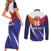 Custom Lucknow India Cricket Couples Matching Short Sleeve Bodycon Dress and Long Sleeve Button Shirt Go Champions