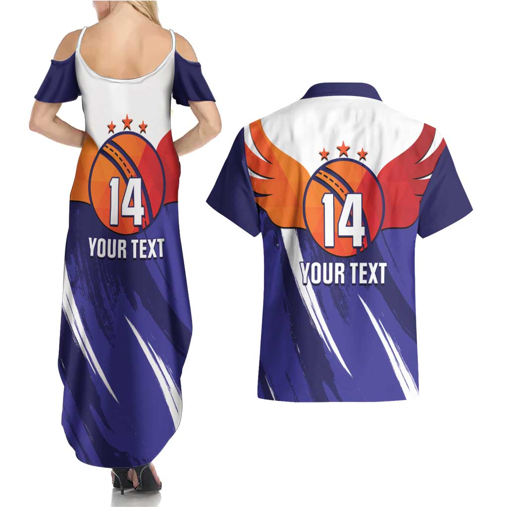Custom Lucknow India Cricket Couples Matching Summer Maxi Dress and Hawaiian Shirt Go Champions