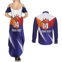 Custom Lucknow India Cricket Couples Matching Summer Maxi Dress and Long Sleeve Button Shirt Go Champions