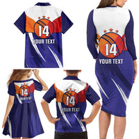 Custom Lucknow India Cricket Family Matching Long Sleeve Bodycon Dress and Hawaiian Shirt Go Champions