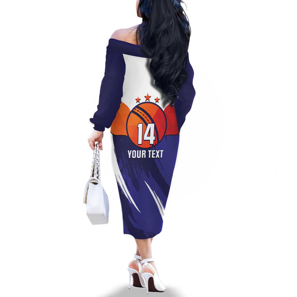 Custom Lucknow India Cricket Family Matching Off The Shoulder Long Sleeve Dress and Hawaiian Shirt Go Champions