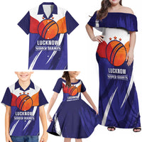 Custom Lucknow India Cricket Family Matching Off Shoulder Maxi Dress and Hawaiian Shirt Go Champions