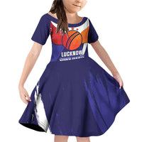Custom Lucknow India Cricket Family Matching Off Shoulder Short Dress and Hawaiian Shirt Go Champions