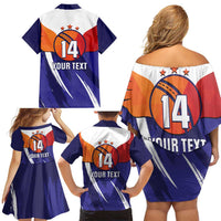Custom Lucknow India Cricket Family Matching Off Shoulder Short Dress and Hawaiian Shirt Go Champions