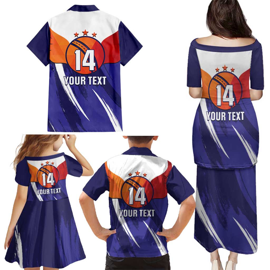 Custom Lucknow India Cricket Family Matching Puletasi and Hawaiian Shirt Go Champions