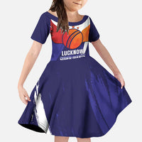 Custom Lucknow India Cricket Family Matching Short Sleeve Bodycon Dress and Hawaiian Shirt Go Champions