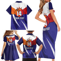 Custom Lucknow India Cricket Family Matching Short Sleeve Bodycon Dress and Hawaiian Shirt Go Champions